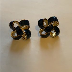 Gold & Navy Blue Lilly Pulitzer Bow Stud Earrings
